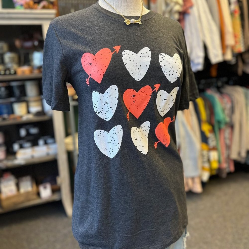 Arrow Stuck in the Heart Tic Tac Toe Graphic Tee